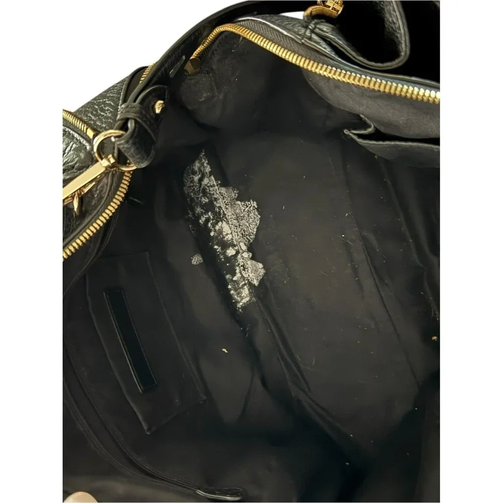 Rebecca Minkoff Black Pebbled Leather Perry Satchel Tote